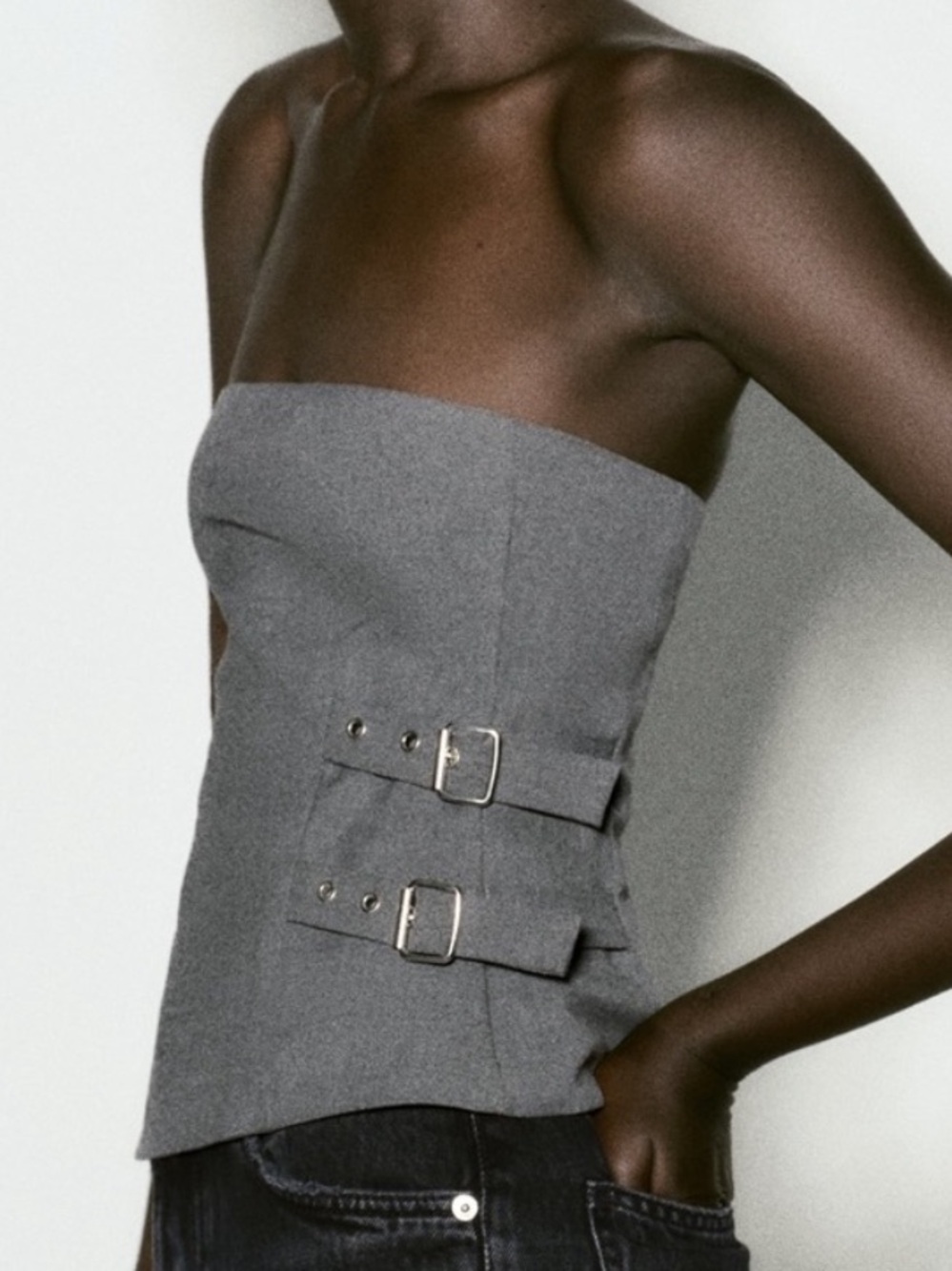 ZARA - strapless grey top